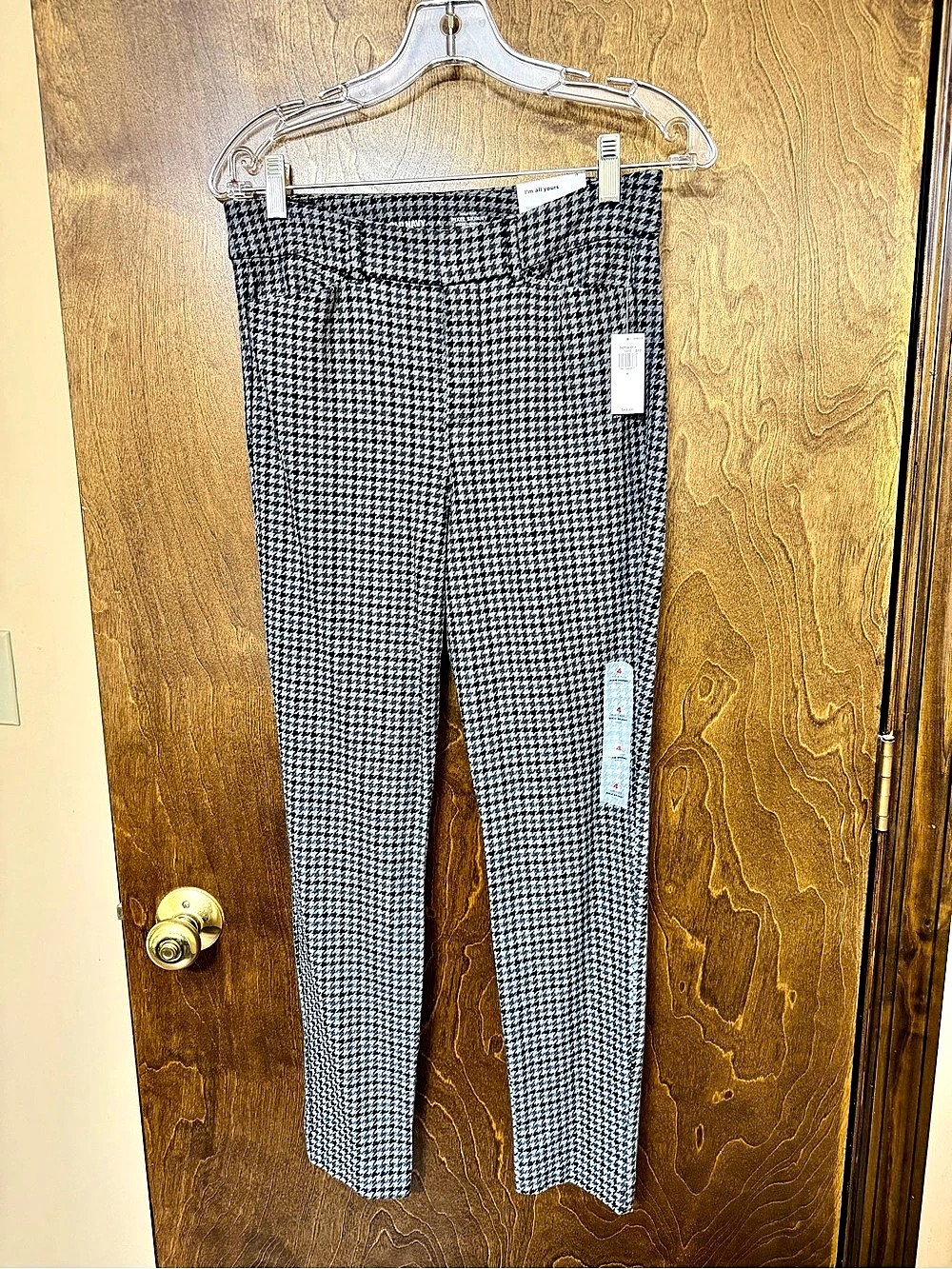 Old Navy Pixie Skinny Ankle Pants Size 4 NWT Black Gray Pattern High Rise